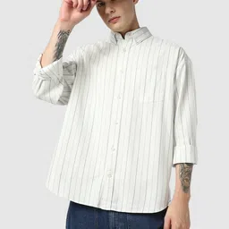 GAP Classic Fit Striped Button Down Collar Casual Shirt-image-61