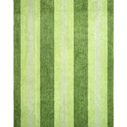 Saral Home Green Striped Anti-Skid Polyester Carpet-5