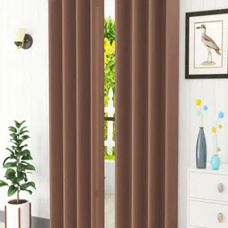 Aura Brown 2 Pieces Black Out Door Curtains-21