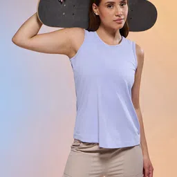 Technosport Women Solid Slim Fit Round Neck Tank Top-image-10