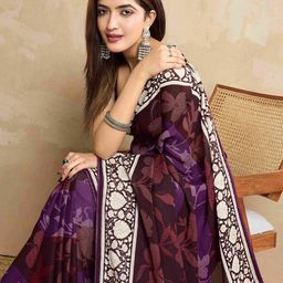 DIVASTRI Floral Printed Zari Pure Georgette Saree-picture-8
