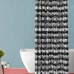 ArtzFolio Black & Grey Geometric Printed Waterproof Shower Curtain-10