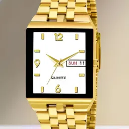 Exclusive Premium Gold Plated Dial GOLD Golden Chain Day & Date Functioning Analog Watch - For Men HMT D 9151 GOLD-7