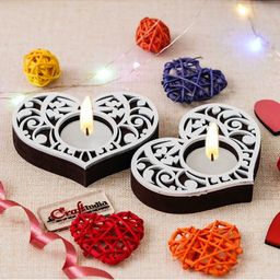 eCraftIndia Brown & White 2 Pieces Ceramic Candle Holder-image-93
