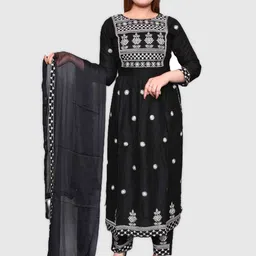 Moda Rapido Women Floral Embroidered Regular Thread Work Kurta with Trousers & With Dupatta-image-38