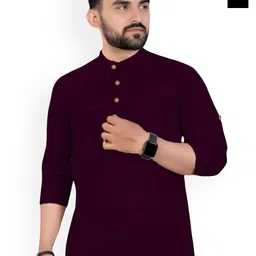 univibe Selection Of 2 Cotton Mandarin Collar Slim Fit Straight Kurtas-image-49