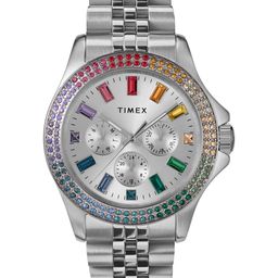 Timex Women Brass Embellished Dial & Stainless Steel Bracelet Style Straps Analogue Watch TW2W33000UJ-image-11