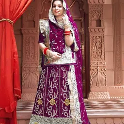 MADHUR HAND WORK ART Embroidered Beads and Stones Semi-Stitched Lehenga & Unstitched Blouse With Dupatta-picture-37