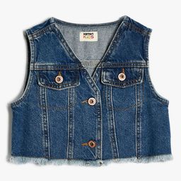 Koton Girls Washed Crop Denim Jacket with Embroidered-image-21