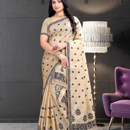 KAMDAR Woven Silk Blend Chickoo Traditonal Assamese Mekhala Sador Saree-48