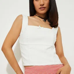 max IVORY Women Square Neck Sleeveless Regular Top-image-125