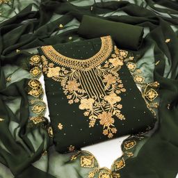 Maroosh Floral Embroidered Beads and Stones Georgette Unstitched Dress Material-image-51