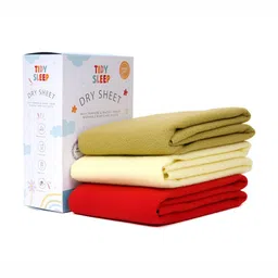 TIDY SLEEP Yellow & Red 3 Pieces Cotton Waterproof & Reusable Mattress Protector-86