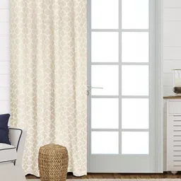 Saral Home White & Beige Geometric Room Darkening Long Door Curtain-picture-25