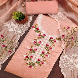 Peachmode Embroidered Unstitched Dress Material-image-63