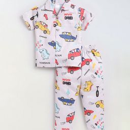 NAUTI KIDZ Boys Printed Shirt Collar Short Sleeves Pure Cotton Night suit-image-30