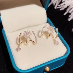 Estailo fashion Gold-Plated Cubic Zirconia Studded Contemporary Studs-image-56