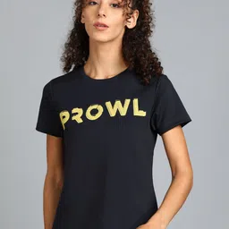 PROWL by Tiger Shroff Women Typography Printed Applique Slim Fit T-shirt-image-82