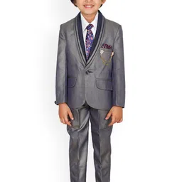 BAESD Boys Mandarin Collar Single-Breasted Blazer and Trousers-image-37