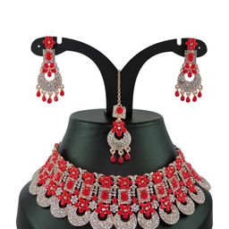 VATSALYA creation Alloy Red Artificial Stones Jewellery Set-38