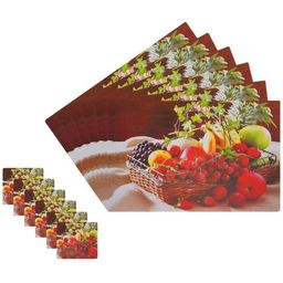 REVEXO 12Pc Red & Green Printed Non Slip Table Placemats With Coasters image 3