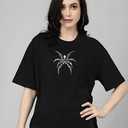 Moda Rapido Women Graphic Printed Round Neck Cotton Oversized T-shirt-picture-24