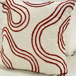 del hogar Red & Off White Abstract Square Cushion Covers-picture-21