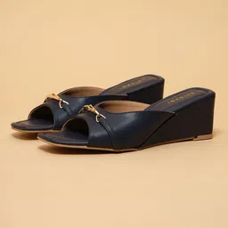 ERIDANI Embellished Wedge Sandals with Buckles-17
