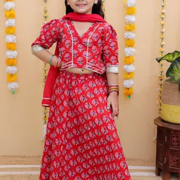 UNBIND Girls Printed Ready to Wear Lehenga & Blouse With Dupatta-image-25