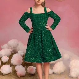 Vani Enterprise Girls Embellished Shoulder Straps Fit & Flare Midi Dress-image-8