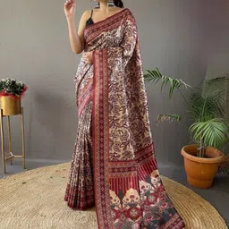 MORDEN MUSE Floral Printed Poly Silk Saree-picture-21
