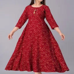NUPITAL Women Viscose Rayon Printed Anarkali Kurta-image-122