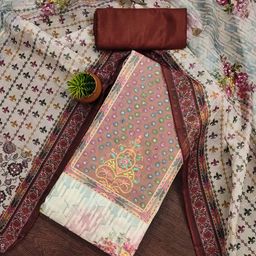 Rangtulika Ethnics Floral Printed Beads And Stones Unstitched Dress Material-image-26