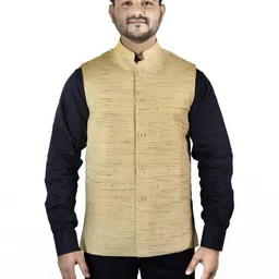BIS Creations Men Self Design Mandarin Collar Woven Nehru Jacket-picture-48