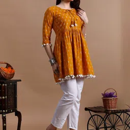 METAFAB Geometric Printed Regular A-Line Kurta image 4