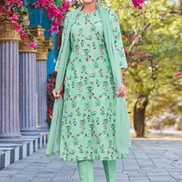 Moda Rapido Floral Printed Keyhole Neck Straight Kurta With Trousers And Dupatta-28