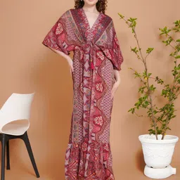 Boholyfe Women Boho Berry Bloom Kimono Maxi Dress-picture-13