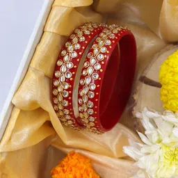 Wedding Chuda by Hitesh Bangles Pack Of 2 Stone Studded Bangles-29
