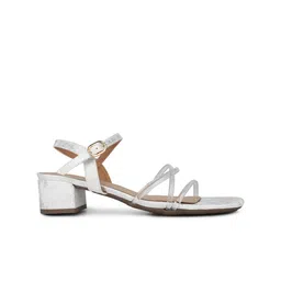 Inc 5 Textured Block Heel Sandals with Metallic Finish image 3