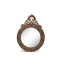 House Of Accents Brown Circle Glass Wall Mirror-51