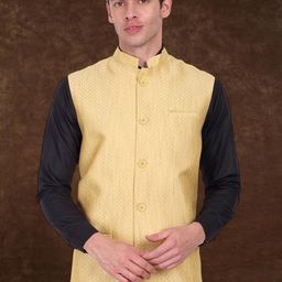 SKAVIJ Men Woven Design Mandarin Collar Nehru Jacket-picture-56