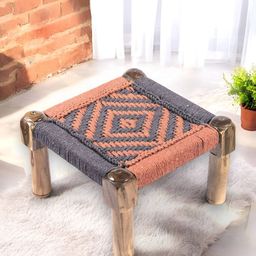 Ikiriya Orange Rope Canning Square Maachi Foot Stools-36