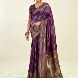 KALINI Woven Design Zari Silk Blend Banarasi Saree-image-95