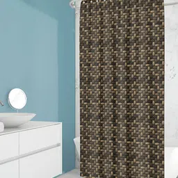 ArtzFolio Brown & Black Geometric Printed Waterproof Shower Curtain-13