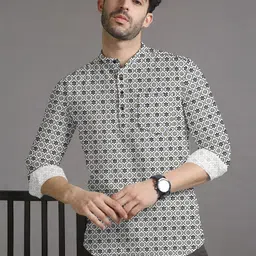 Eleni Trendz Men Digital Printed Mandarin Collar Shirt Style Kurta-picture-18
