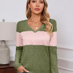 StyleCast x Revolte Women V-Neck Raw Edge T-shirt-image-84