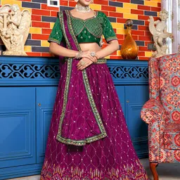 VARNI FABRICS Embroidered Semi-Stitched Lehenga & Unstitched Blouse With Dupatta-picture-28