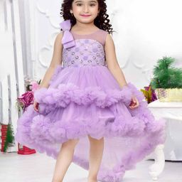 Lagorii Kids-Girls Embellished Print Net Fit & Flare Dress-42