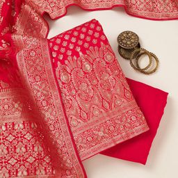 Koskii Floral Woven Design Beads and Stones Unstitched Dress Material-image-101