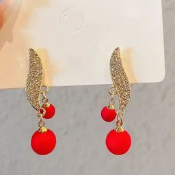 SZN Artificial Stones Studded and Beaded Contemporary Drop Earrings-10